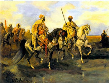 Item #51-2604 Arabs with Rifles on Horseback. II. After Adolph Schreyer, French/German.