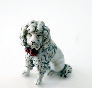 Item #51-2607 Original Porcelain Dog for Old Poodle Dog Restaurant, San Francisco, 1908....