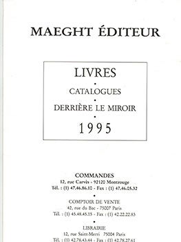 Item #51-2609 Livres. Catalogues. Derrière le Miroir. 1995.Maeght Editeur. Maeght Editeur