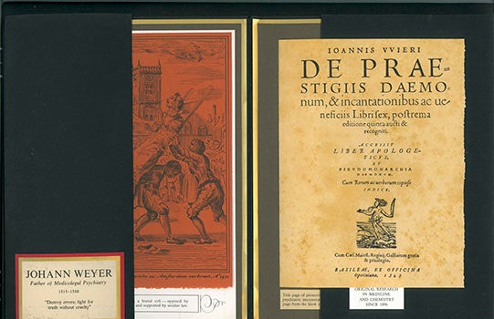 Item #51-2750 Johan Weyer. Father of Medicolegal Psuchiatry. 1515-1588. Presentation Folder. Johann and Roche Weyer.
