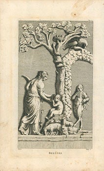 Item #51-2761 Engraving of a woman feeding a child with a baby. Satyr and Sheep at a Tree. Pietro...
