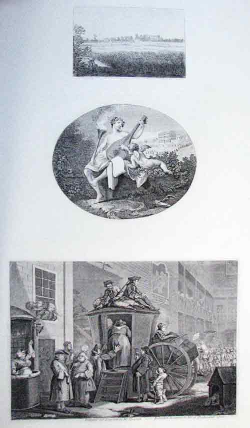 Hogarth, William (1697-1764) - The Stage-Coach, or the Country Inn Yard; View of Ranby's House; Hymen and Cupid. (Three Engravings)
