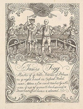 Item #51-2822 'James Figg | Master of ye Noble Science of Defence | on ye right hand in Oxford...