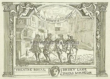Item #51-2823 For the Benefit of Joe Miller. Theatre Royal. Drury Lane. The Old Batchelor. William Hogarth, After. Engraved Formerly attributed to Joseph Sympson Jr, active 1727–36 British.
