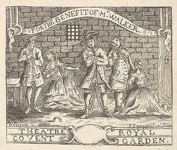 Hogarth, William (1697-1764) After. Engraved Formerly attributed to Joseph Sympson, Jr. (British, active 1727-36) - Theatre Royal / Covent Garden. For the Benefit of Mr. Walker. Stage Scene