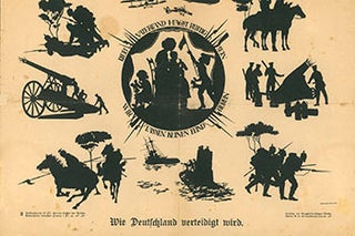 Item #51-2924 Wie Deutschland verteidigt wird. (Kriegsbilderbogen. )[Folio size German WWI...