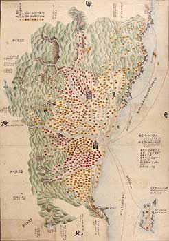 Item #51-2947 Manuscript map of Sakata and Tsuruoka on the coast of northern Japan, indicating...