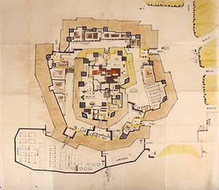 Item #51-2948 Manuscript plan of Osaka Castle,Japan, pen and black ink, with watercolor on nine...