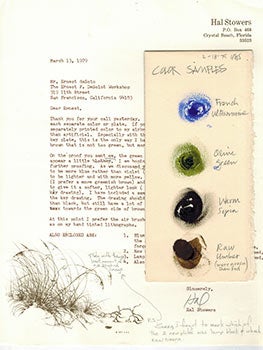 Item #51-3021 A collection of letters and color samples from Hal Stowers to the printer Ernest...