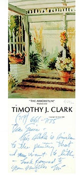Item #51-3023 A collection of letters and color samples from Timothy J. Clark, (to the printer Ernest F. De Soto regarding the lithograph "Regina Resting" Timothy J. Clark, born 1951.