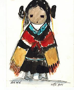 Item #51-3030 Original watercolor and drawings for the lithograph "Little Hopi" by Ted de Grazia together with the signed print documentation. Ted de Grazia.