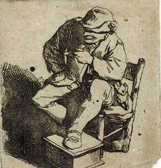 Item #51-3178 The Smoker. (Original etching). Cornelis Bega, 1632 - 1664