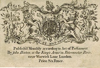 Item #51-3327 Colophon for THE UNIVERSAL MAGAZINE (Vol. XL, Jan.-June, 1767) with Royal Family...