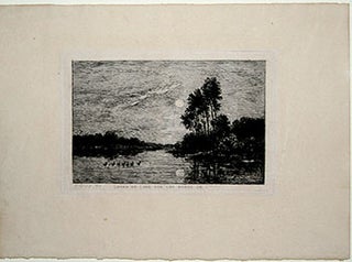 Item #51-3333 Lever de lune sur les bords de l'Oise. Karl Daubigny after Charles-François...