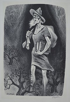 Item #51-3356 Johnny Appleseed. Signed lithograph. William Gropper