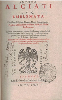 Emblemata. Elucidata doctissmis Claudij Minois commentarijs. Original edition. [Emblem Book].