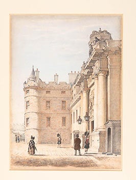 Item #51-3519 Queen Mary's Tower Holyrood Palace containing her private apartments in which Rizzio was murdered. First edition lithograph. Samuel Dukinfield Swarbreck, c.1799–1863.