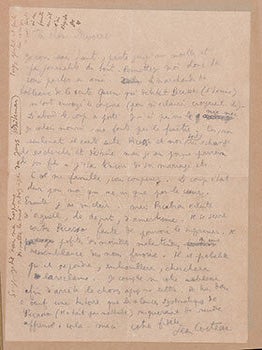 Item #51-3556 Autograph letter by Jean Cocteau to Fernand Divoire referencing Picasso's marriage...