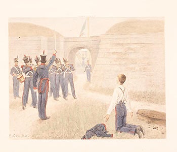 Item #51-3718 Officers and Privates of Marines, 1830 - Execution of Deserter. First edition. Andre Castaigne.
