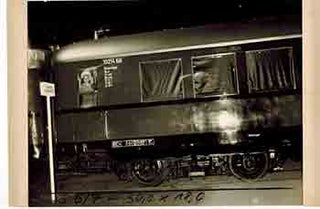 Item #51-3745 Photograph of Queen Elizabeth on a Train in Langen, Hessen during the 1965 State...