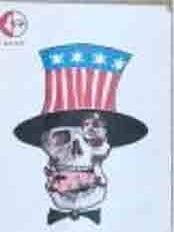 Item #51-3765 Uncle Sam in skull and hat displaying star of David while eating Palestines with...