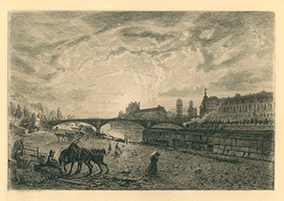 Item #51-3790 Des quais de Seine. Paris. Original etching. Alfred Alexandre Delauney