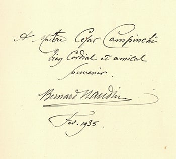 Item #51-3822 Essai d’un catalogue des eaux-fortes de Bernard Naudin par François Poncetton son ami. Signed. First edition. Bernard Naudin, text François Poncetton.