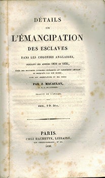 Item #51-3856 Détails sur l'émancipation des esclaves dans les colonies anglaises, pendant les...