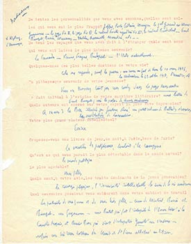 Item #51-3921 Interview with Corrections of Abel Bonnard to Vincent to Jacques Des Roches, (pseudonym of Jean-Gabriel Vacheron). Abel Bonnard, writer, recipient Jacques Des Roches, Jean-Gabriel Vacheron.