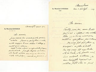 Item #51-3927 Letters from Le Maréchal Émile Fayolle to Vincent to Jacques Des Roches,...