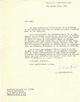 Item #51-3929 Letter from Princess Marina Petrovna Golitsyna to Vincent to Jacques Des Roches, (pseudonym of Jean-Gabriel Vacheron). Guillaume "Willie" Georges-Picot, writer, recipient Jacques Des Roches, Jean-Gabriel Vacheron.