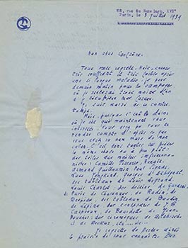 Item #51-3934 Letters from Georges Lecomte to Vincent to Jacques Des Roches, (pseudonym of Jean-Gabriel Vacheron). Georges Lecomte, writer, recipient Jacques Des Roches, Jean-Gabriel Vacheron.