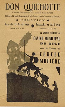 Item #51-3965 Flyer for : Don Quichotte Comédie héroi-comique en 5 actes de Lous Icart. Louis...