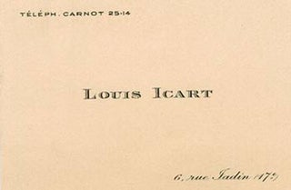 Item #51-3967 Original carte de visite de Louis Icart. Louis Icart