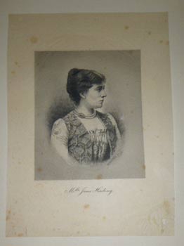 Item #51-3972 Portrait of the actress Jane Hading (1859-1941). Original etching. Frank Le Brun...