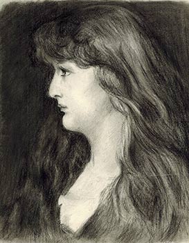 Item #51-4000 A Pre-Raphaelite Beauty. Original drawing. Dante Gabriel Rossetti, In the Style of