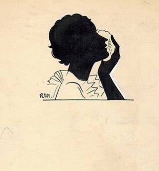 Item #51-4020 A Woman in Silhouette applying makeup. Design for the cosmetics brand "Soir de...