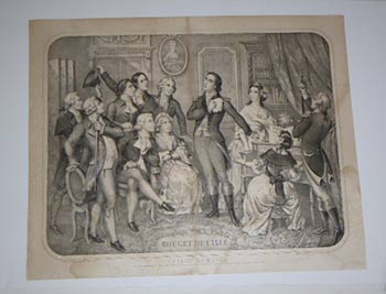 Item #51-4050 Rouget de l'Isle dans une réunion chez le maire de Strasbourg; il chante pour la premiere fois son beau chant patriotique appelé la la Marseillaise (1792). First edition of the lithograph. Napoléon Thomas, lithographe H. Jannin.