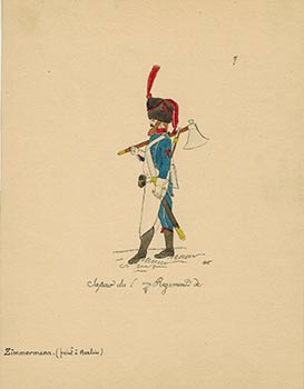 Zimmermann (after) - Sapeur Du 6e Regiment. 1808. Original Watercolor