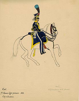 Carl (after) - 7e Chevau-Lger Polonais. 1818. Chef D'Escadrons. Original Watercolor
