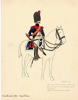 Item #51-4070 Carabiniers 1796. Original watercolor. Eugène Titeux, after