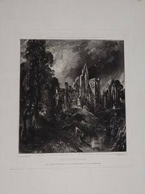 Item #51-4077 Castle Acre Priory. Original mezzotint. David after John Constable Lucas