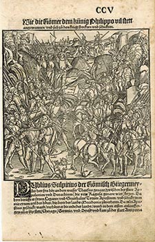 Item #51-4099 Wie die Römer dem künig Philippo vil stett angewunnen . Original Woodcut from...