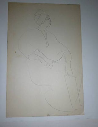 Item #51-4116 Study for Seated Black Arab. Original drawing. Marguerite Zorach, attributed