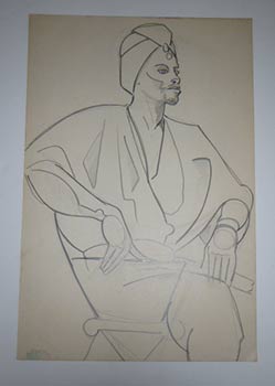 Item #51-4118 Study for Seated Black Arab. Original drawing. Marguerite Zorach, attributed