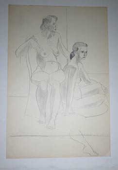 Item #51-4119 Study for Two Nude Women. Original drawing. Marguerite Zorach, attributed
