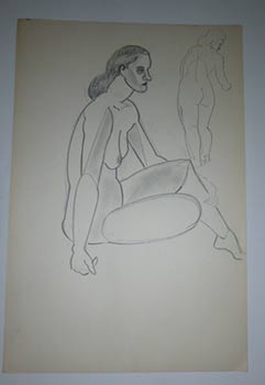 Item #51-4120 Study for Seated and Standing Nude Women. Original drawing. Marguerite Zorach,...