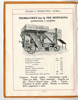 Item #51-4123 Motori & Trebbiatrici Buba. 1925. Estratto dal Catalogo Generale. First edition....