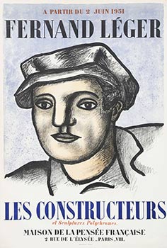 Item #51-4195 L'Ouvrier. Les Constructeurs. Affiche de l’exposition de sculptures polychromes...