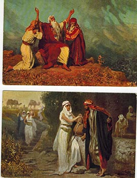Item #51-4207 L'Histore Sainte . Die Heilige Schrift. [Images of the Torah] . Original postcards....